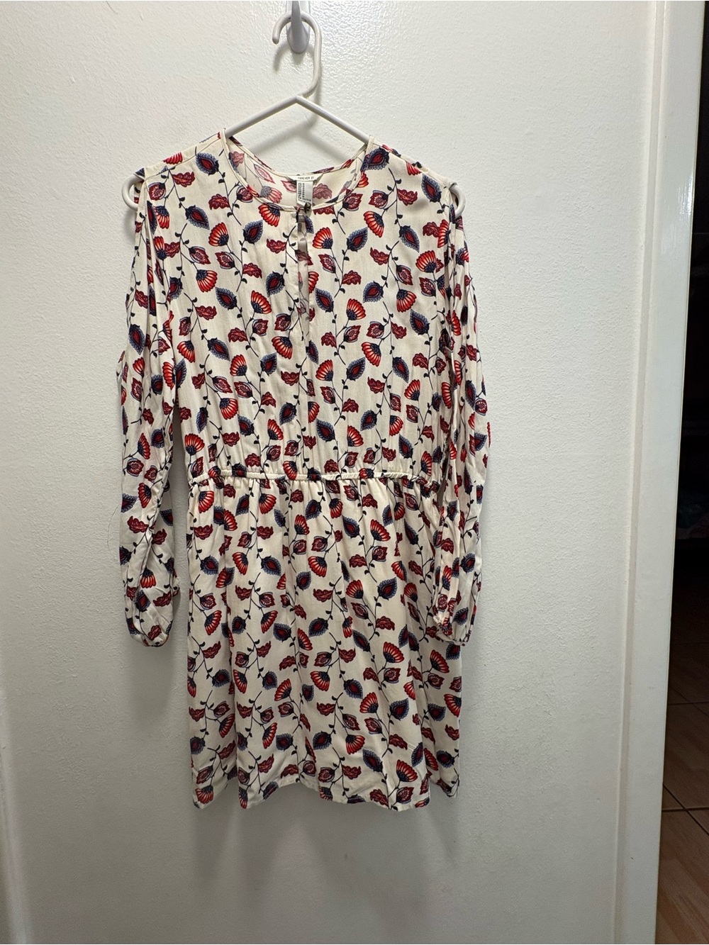 Forever 21 Cream Blouse with Red & Navy Paisley Print